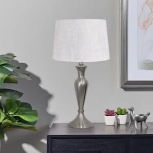 allen + roth 18.5-in Brushed Steel Plug-in Metal Lamp Base new